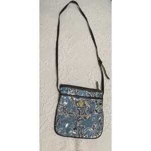 Anna Griffin Crossbody Bag Purse Blue White Brown Japanese Asian Design